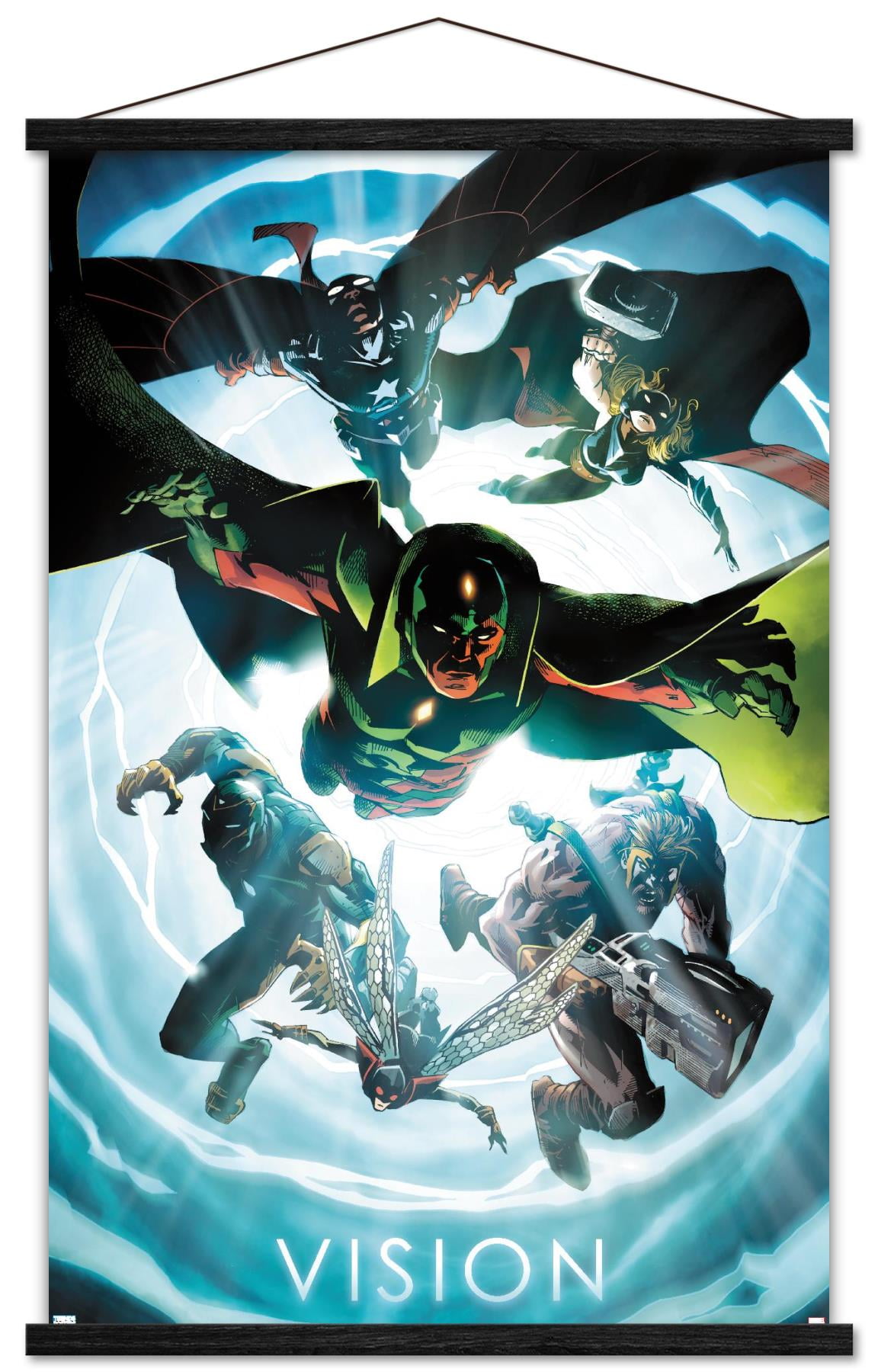 Marvel Comics - Vision - Avengers #1 Wall Poster with Wooden Magnetic Frame, 22.375" x 34"