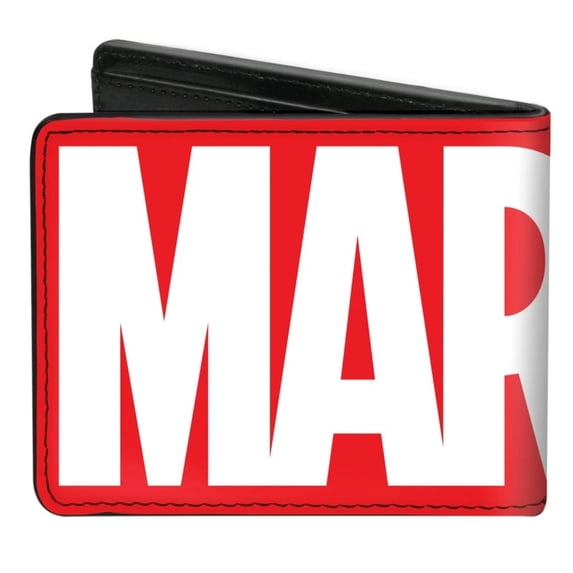 Marvel Comics Wallet, Bifold, Marvel Red Brick Logo Red White, Vegan Leather