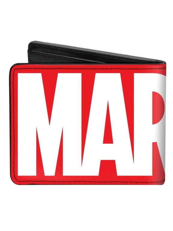 Marvel Comics Wallet, Bifold, Marvel Red Brick Logo Red White, Vegan Leather