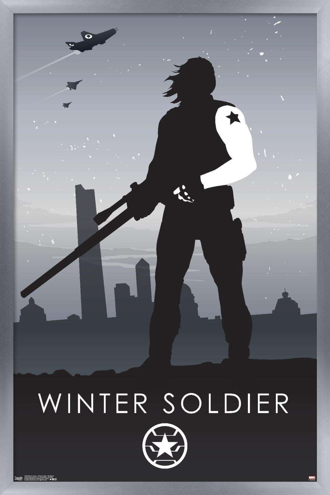 Marvel Comics - Winter Soldier - Minimalist Wall Poster, 22.375" x 34", Framed