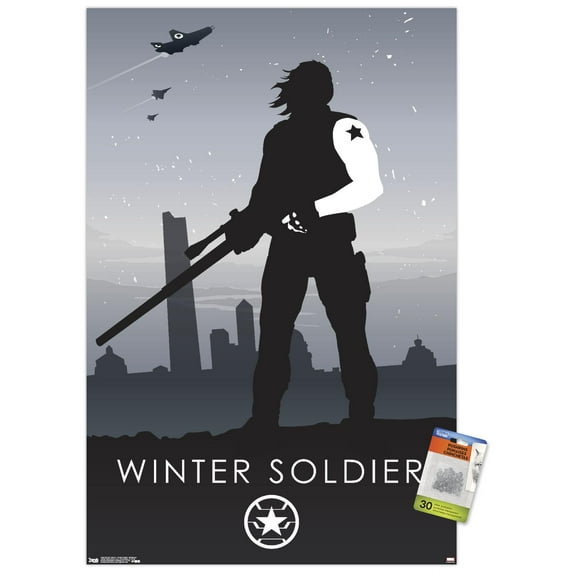 Marvel Comics - Winter Soldier - Minimalist Wall Poster with Pushpins, 22.375" x 34"