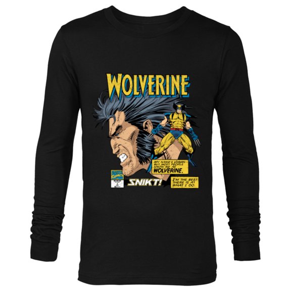 Marvel Comics Wolverine Classic Logan Retro - Long Sleeve T-Shirt for Men- Customized-Black