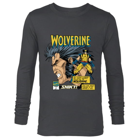 Marvel Comics Wolverine Classic Logan Retro - Long Sleeve T-Shirt for Men- Customized-Charcoal Heather