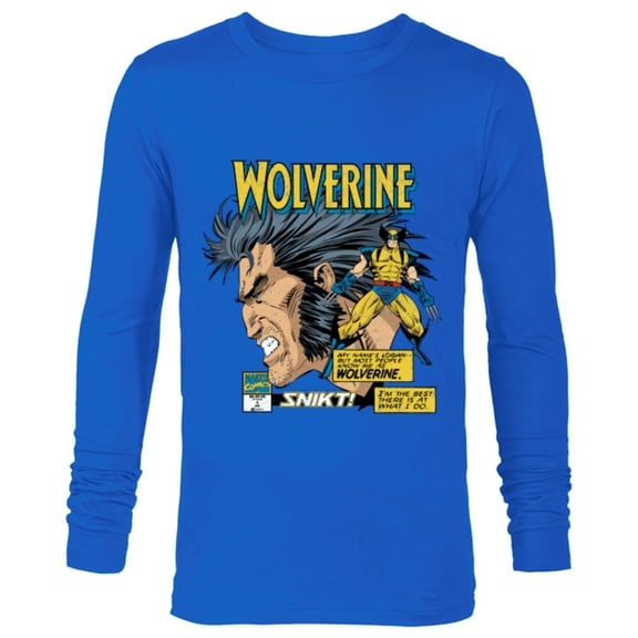 Marvel Comics Wolverine Classic Logan Retro - Long Sleeve T-Shirt for Men- Customized-Royal