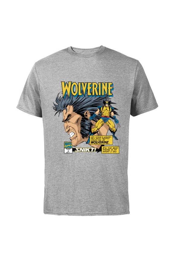 Comics Wolverine Classic Logan Retro - Short Sleeve Cotton T-Shirt for Adults- Customized-Athletic Heather