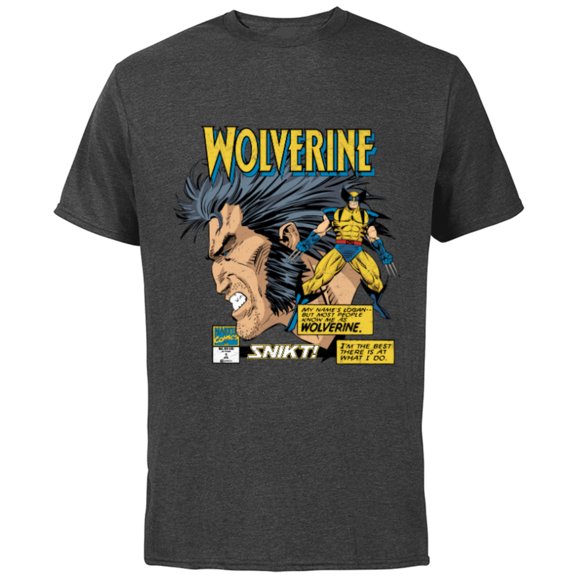 Marvel Comics Wolverine Classic Logan Retro - Short Sleeve Cotton T-Shirt for Adults- Customized-Charcoal