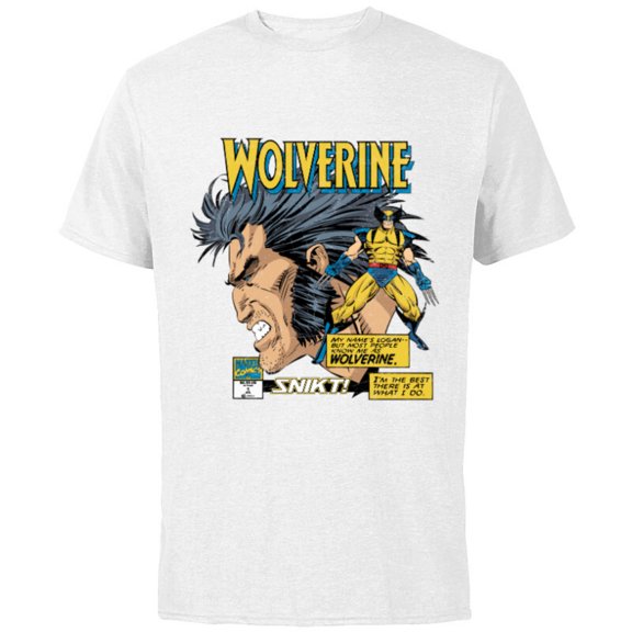 Marvel Comics Wolverine Classic Logan Retro - Short Sleeve Cotton T-Shirt for Adults- Customized-White