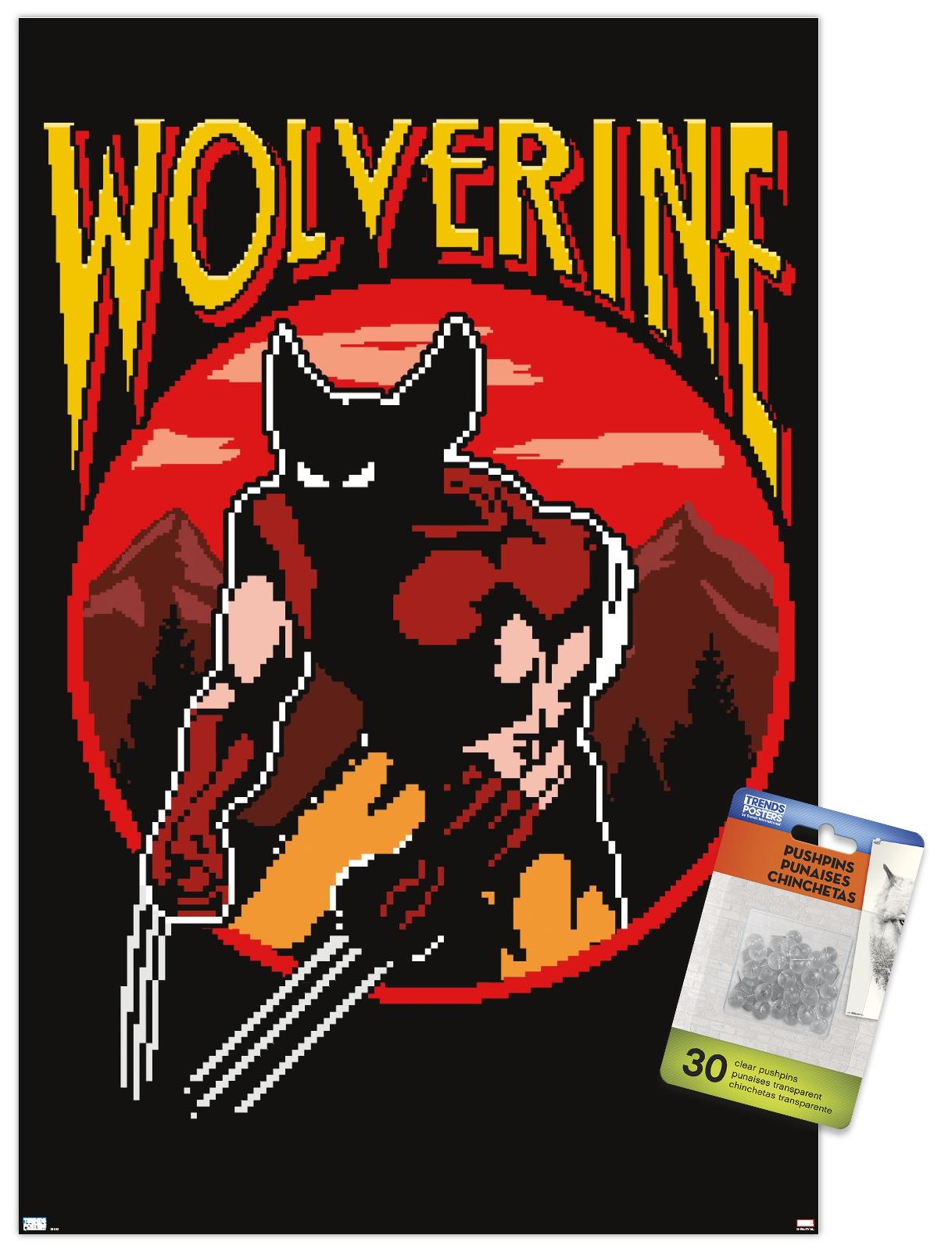 Marvel Comics - Wolverine - Retro Gaming Wall Poster with Pushpins, 14.725" x 22.375"