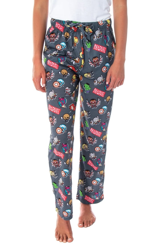 Marvel Comics Women's Avengers Kawaii Allover Character Print Pajama Pants