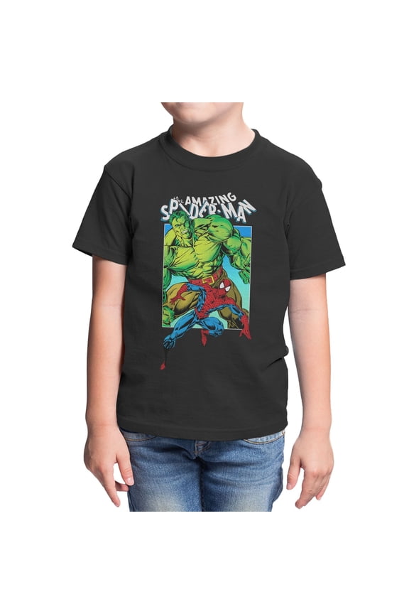 Comics Spider-man And Hulk Appear Youth T Shirt (Black, XS-XL)