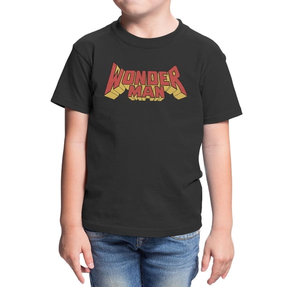 Marvel Comics Wonder Man Block Letter Header Youth T Shirt (Black, XS-XL)