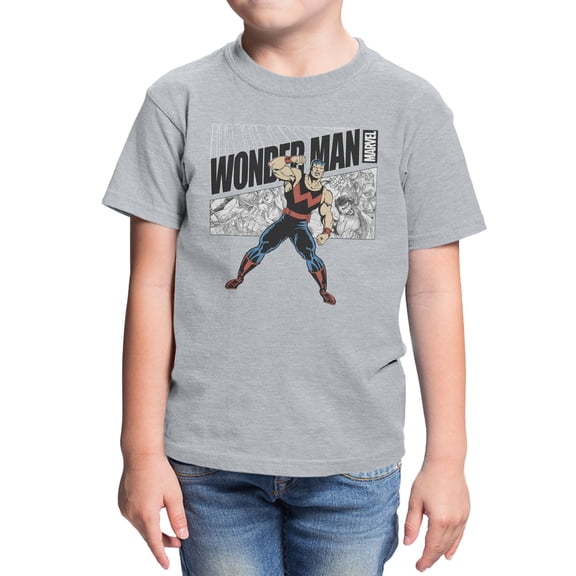 Marvel Comics Wonder Man Pump Youth T Shirt (Sport Grey, XS-XL)