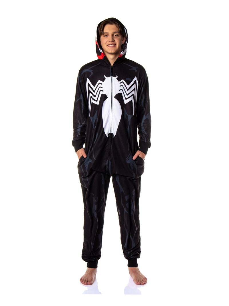Marvel Costume Venom Union Suit Adult One Piece Hooded Pajamas