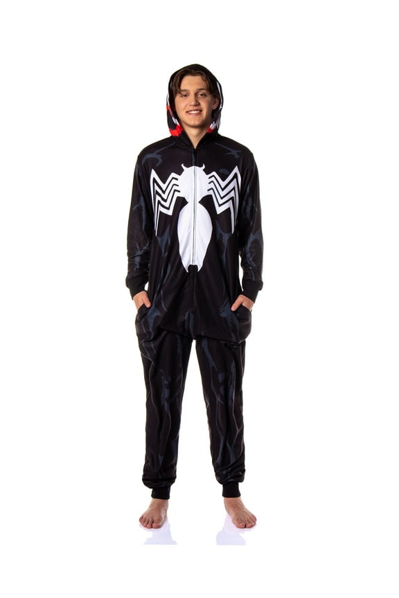 Marvel Costume Venom Union Suit Adult One Piece Hooded Pajamas