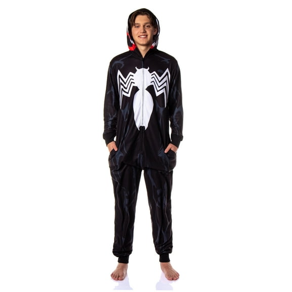 Marvel Costume Venom Union Suit Adult One Piece Hooded Pajamas