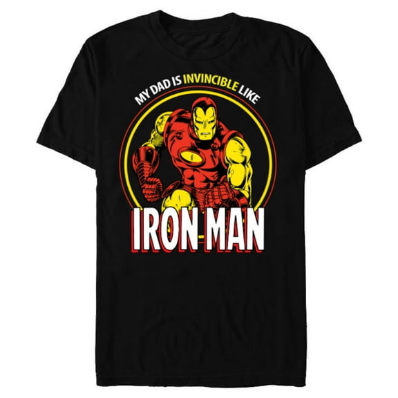 Marvel Dad Is Invincible Like Iron Man Father's Day - Short Sleeve Blended T-Shirt for Adults - Customized-Black