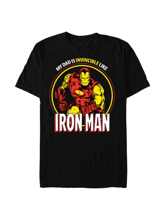 Dad Is Invincible Like Iron Man Father's Day - Short Sleeve Blended T-Shirt for Adults - Customized-Black