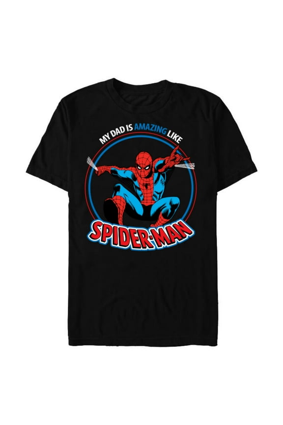 Dad is Amazing Like Spider-Man Father's Day - Short Sleeve Blended T-Shirt for Adults - Customized-Black