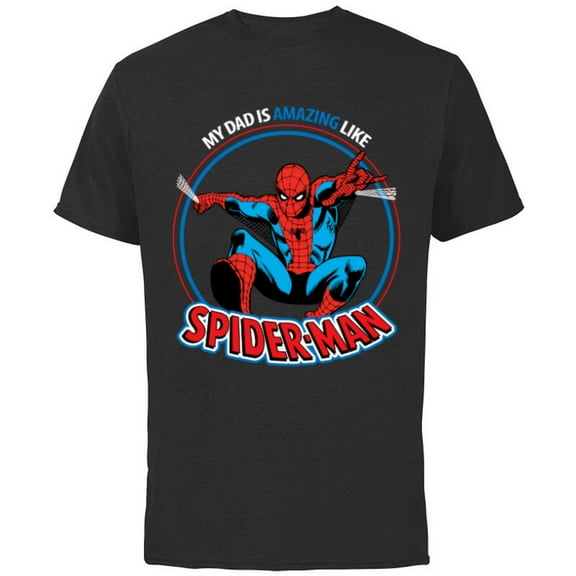 Marvel Dad is Amazing Like Spider-Man Father's Day - Short Sleeve Cotton T-Shirt for Adults - Customized-Black