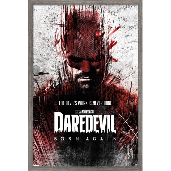 Marvel Daredevil: Born Again (2025) - Daredevil One Sheet Wall Poster, 14.725" x 22.375" Framed