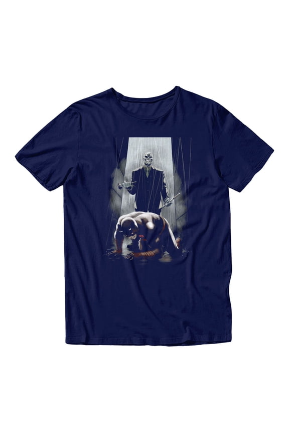 Daredevil Men's Tombstone Kneeling Rain Dark Distressed T-Shirt (Iris Navy, S-XXXL)