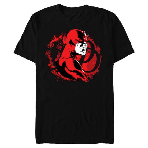 Marvel Daredevil Super Hero Comic Art City and DD Symbol - Short Sleeve Blended T-Shirt for Adults - Customized-Black