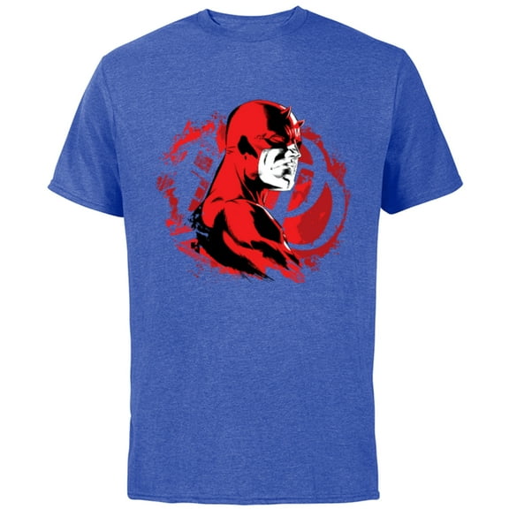 Marvel Daredevil Super Hero Comic Art City and DD Symbol - Short Sleeve Cotton T-Shirt for Adults - Customized-Royal Heather