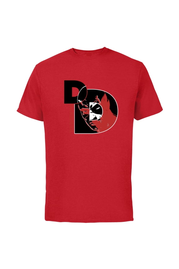 Daredevil Super Hero Comic Art Face in DD Symbol - Short Sleeve Cotton T-Shirt for Adults - Customized-Red