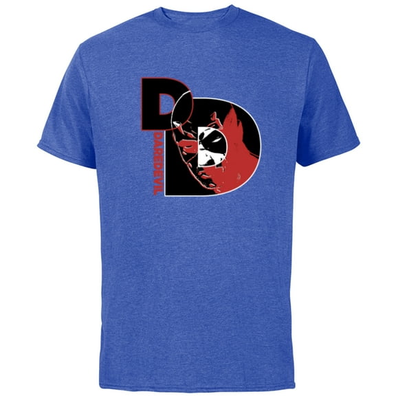 Marvel Daredevil Super Hero Comic Art Face in DD Symbol - Short Sleeve Cotton T-Shirt for Adults - Customized-Royal Heather