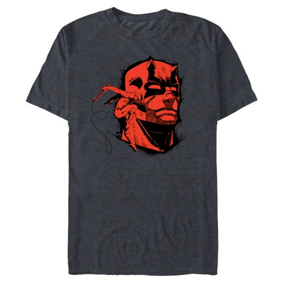 Marvel Daredevil Super Hero Comic Art Red & Black Face Raw - Short Sleeve Blended T-Shirt for Adults - Customized-Navy Heather