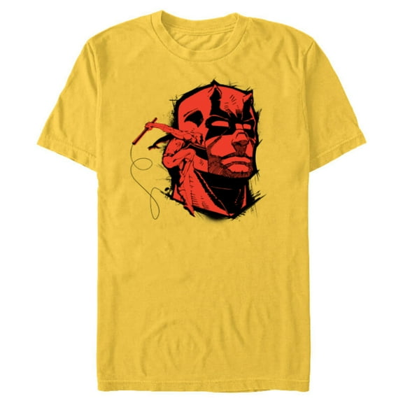 Marvel Daredevil Super Hero Comic Art Red & Black Face Raw - Short Sleeve Blended T-Shirt for Adults - Customized-Yellow
