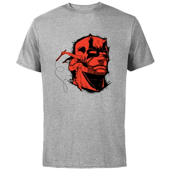 Marvel Daredevil Super Hero Comic Art Red & Black Face Raw - Short Sleeve Cotton T-Shirt for Adults - Customized-Athletic Heather