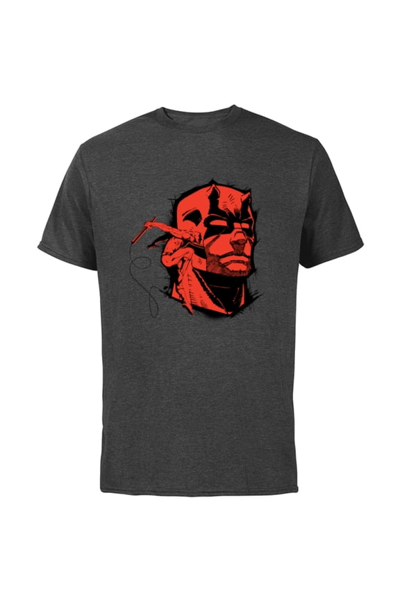 Daredevil Super Hero Comic Art Red & Black Face Raw - Short Sleeve Cotton T-Shirt for Adults - Customized-Charcoal