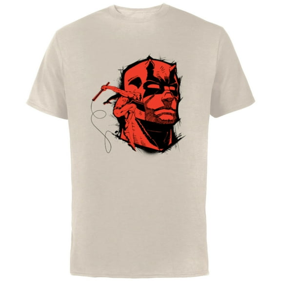 Marvel Daredevil Super Hero Comic Art Red & Black Face Raw - Short Sleeve Cotton T-Shirt for Adults - Customized-Natural