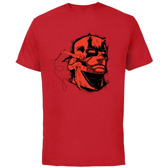 Marvel Daredevil Super Hero Comic Art Red & Black Face Raw - Short Sleeve Cotton T-Shirt for Adults - Customized-Red