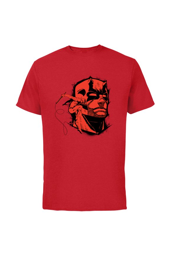 Daredevil Super Hero Comic Art Red & Black Face Raw - Short Sleeve Cotton T-Shirt for Adults - Customized-Red