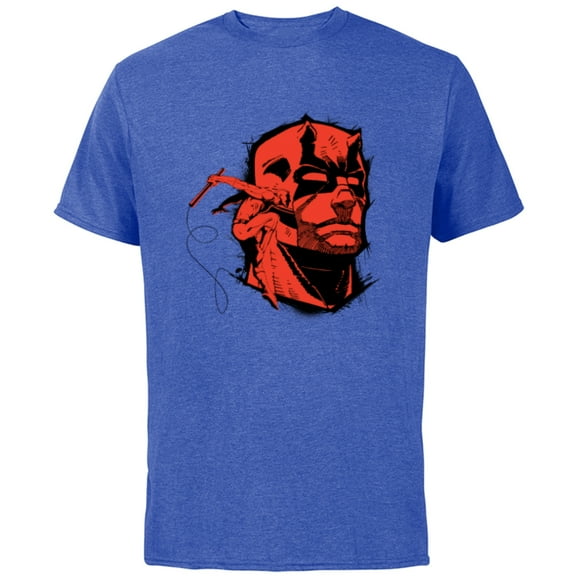 Marvel Daredevil Super Hero Comic Art Red & Black Face Raw - Short Sleeve Cotton T-Shirt for Adults - Customized-Royal Heather