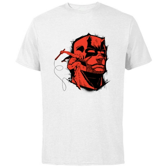 Marvel Daredevil Super Hero Comic Art Red & Black Face Raw - Short Sleeve Cotton T-Shirt for Adults - Customized-White