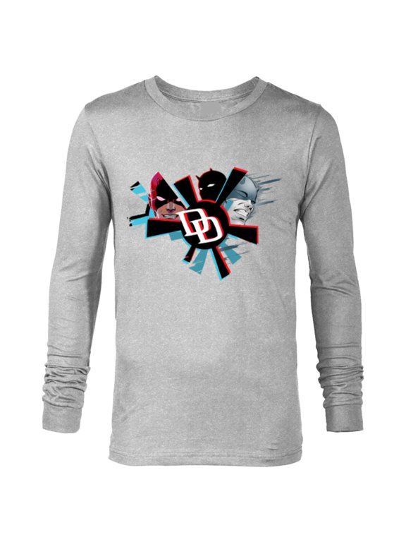 Daredevil Super Hero Comic Art Streak DD Logo 3 Faces - Long Sleeve T-Shirt for Men - Customized-Athletic Heather