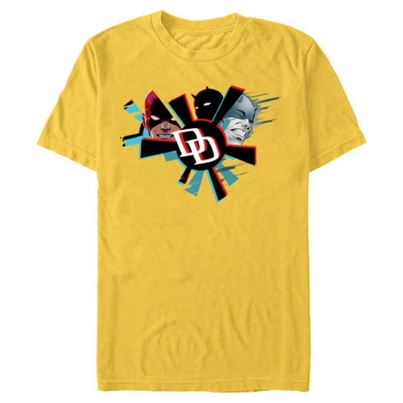 Marvel Daredevil Super Hero Comic Art Streak DD Logo 3 Faces - Short Sleeve Blended T-Shirt for Adults - Customized-Yellow
