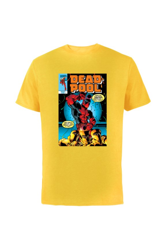 Deadpool #26 AIM Drums 1999 Classic Comic Cover - Short Sleeve Cotton T-Shirt for Adults - Customized-Yellow