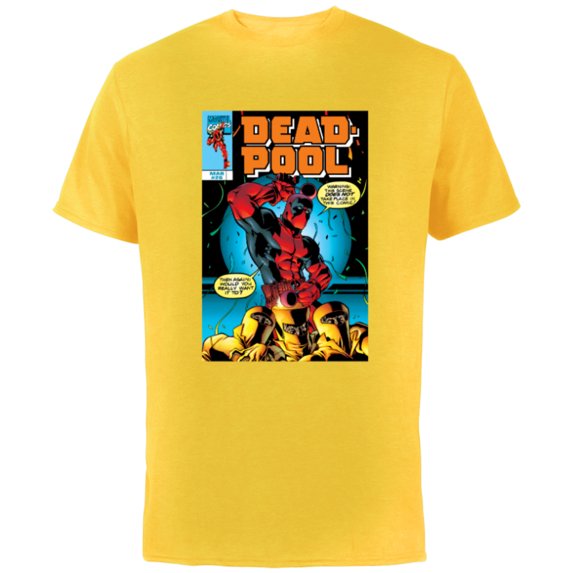 Marvel Deadpool #26 AIM Drums 1999 Classic Comic Cover - Short Sleeve Cotton T-Shirt for Adults - Customized-Yellow