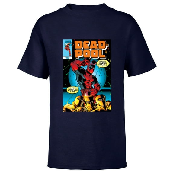 Marvel Deadpool #26 AIM Drums 1999 Classic Comic Cover - Short Sleeve T-Shirt for Kids - Customized-Navy