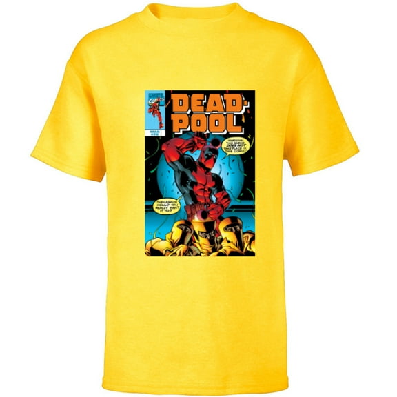 Marvel Deadpool #26 AIM Drums 1999 Classic Comic Cover - Short Sleeve T-Shirt for Kids - Customized-Yellow