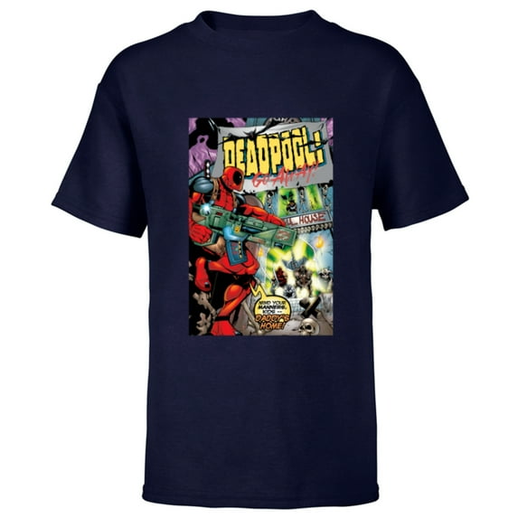 Marvel Deadpool #30 Go Away Daddy’s Home 1999 Comic Cover - Short Sleeve T-Shirt for Kids - Customized-Navy