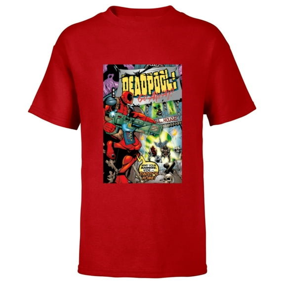 Marvel Deadpool #30 Go Away Daddy’s Home 1999 Comic Cover - Short Sleeve T-Shirt for Kids - Customized-Red
