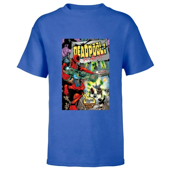 Marvel Deadpool #30 Go Away Daddy’s Home 1999 Comic Cover - Short Sleeve T-Shirt for Kids - Customized-Royal