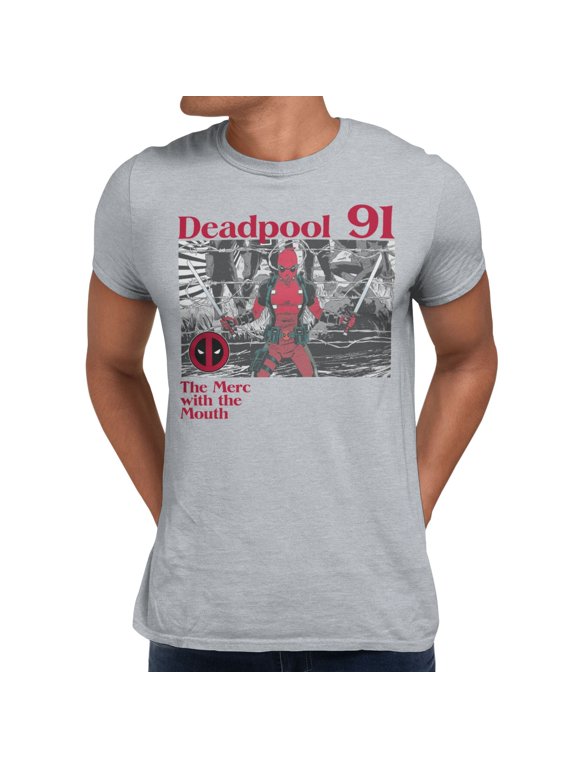Deadpool 91 The Merc with the Mouth Mens T-Shirt (Sport Grey, S-XXXL)