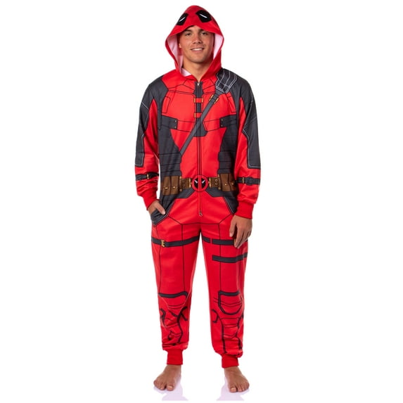 Marvel Deadpool Anti-hero Adult Hooded Union Suit Costume Pajama For Men and Women