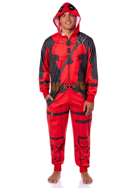 Marvel Deadpool Anti-hero Adult Hooded Union Suit Costume Pajama For Men and Women